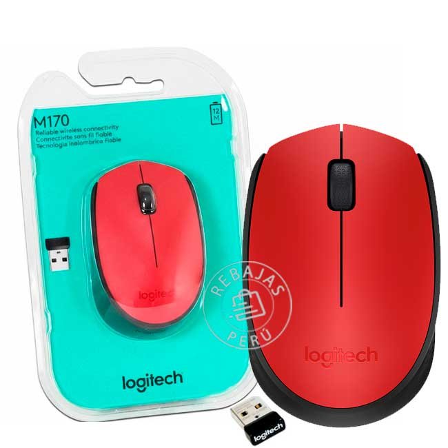 Mouse Logitech M170 Wireless Óptico Rojo Inalámbrico