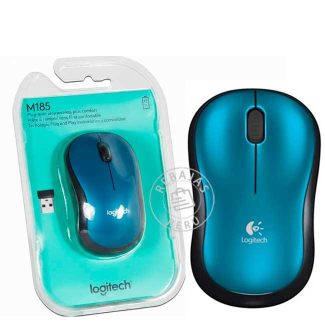Mouse Logitech M185 Wireless Óptico Azul Inalámbrico