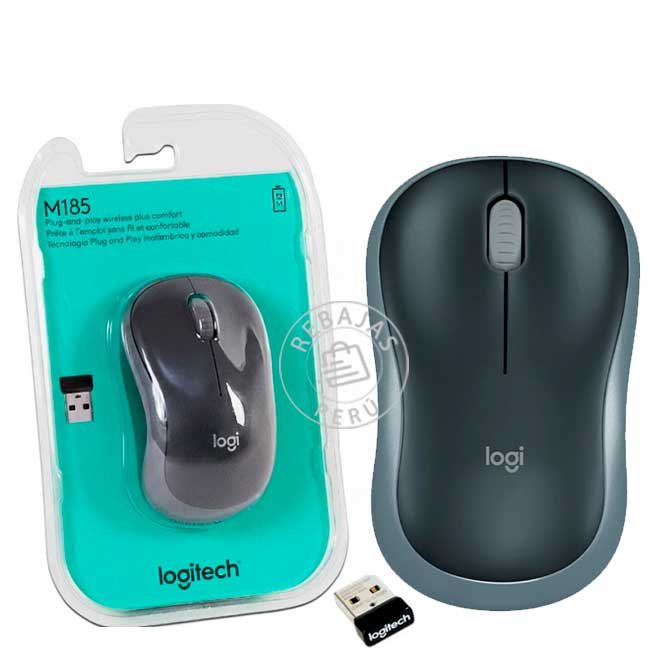 Mouse Logitech M185 Wireless Óptico Gris Inalámbrico