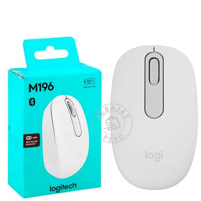 Mouse Logitech M196 Bluetooth Blanco Óptico Inalámbrico