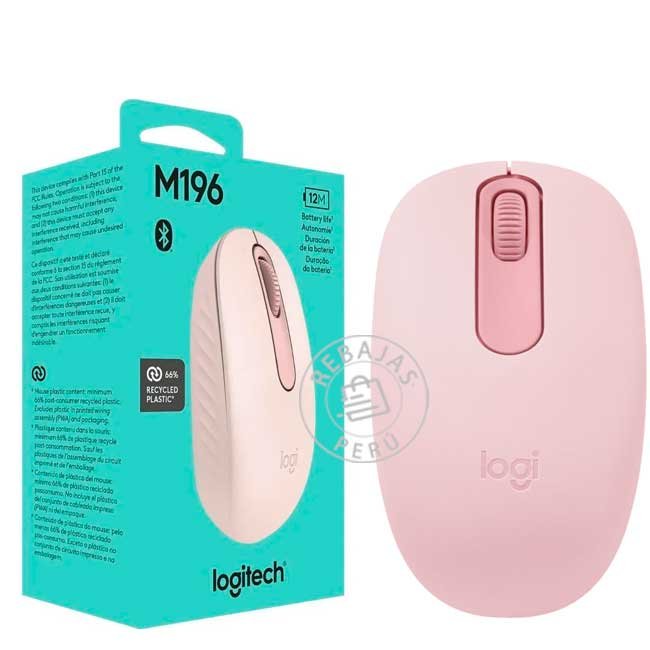 Mouse Logitech M196 Bluetooth Rosa Óptico Inalámbrico