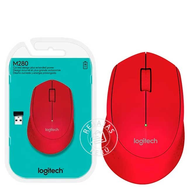 Mouse Logitech M280 Wireless Rojo Óptico Inalámbrico