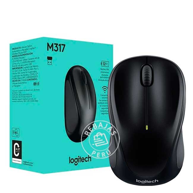 Mouse Logitech M317 Wireless Negro Óptico Inalámbrico