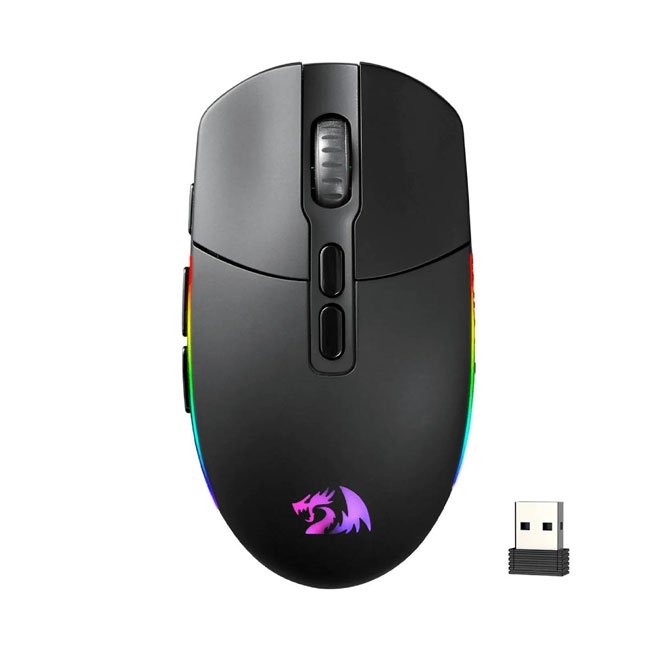 Mouse Gamer Redragon INVADER PRO M719RGB Wireless BLACK – 10,000 DPI, 8 Botones, RGB, Sensor Pixart PAW3325