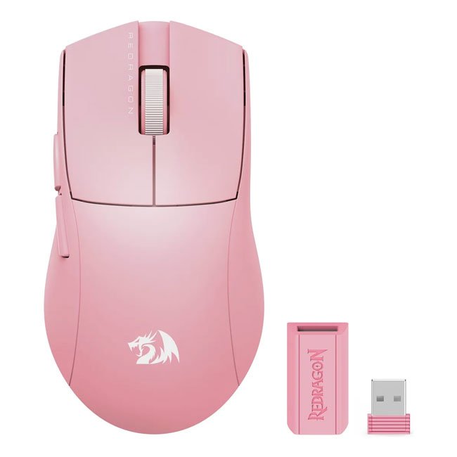 Mouse Redragon K1NG PRO Wireless PINK – 1K Hz, 26K DPI, Conectividad Inalámbrica y Bluetooth