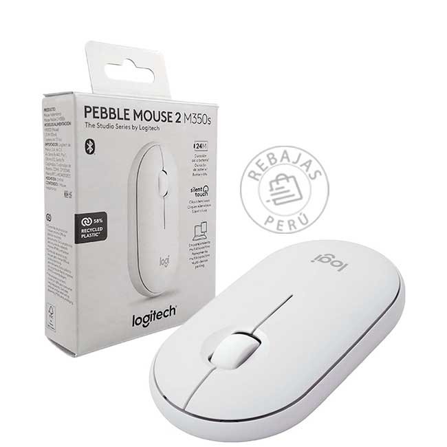 Mouse Logitech Pebble 2 M350S Bluetooth Wireless Blanco Silencioso