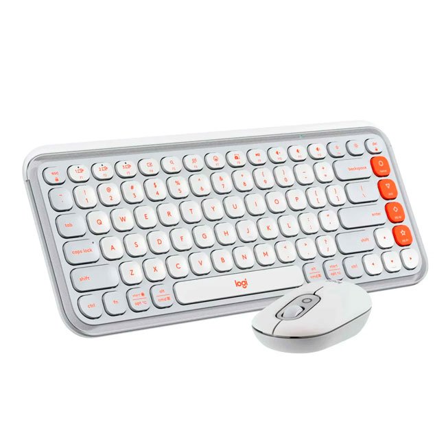  teclado y mouse logitech pop icon  blanco conexión Bluetooth inalámbrica, 