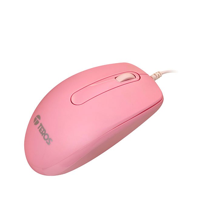 Mouse Óptico TEROS TE-1221S Rosado USB 1000 DPI 3 Botones