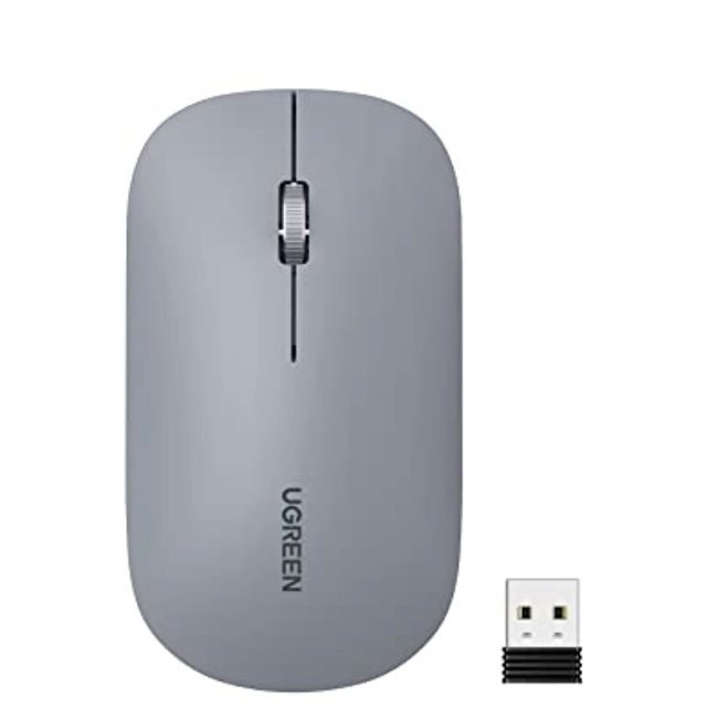 Mouse Ugreen Inalámbrico Silencioso Gris Claro 4000 DPI MU001 USB 2.4GHz