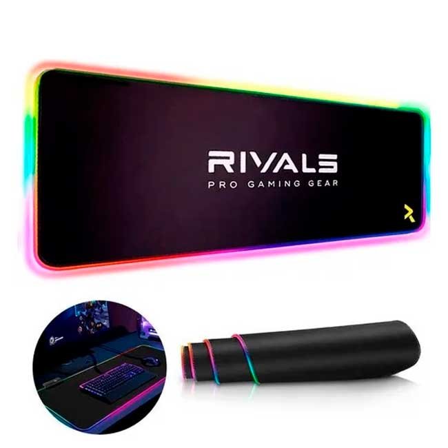Mousepad Rivals Aura Extended Plus RGB 90x30 cm con Iluminación LED y Base Antideslizante