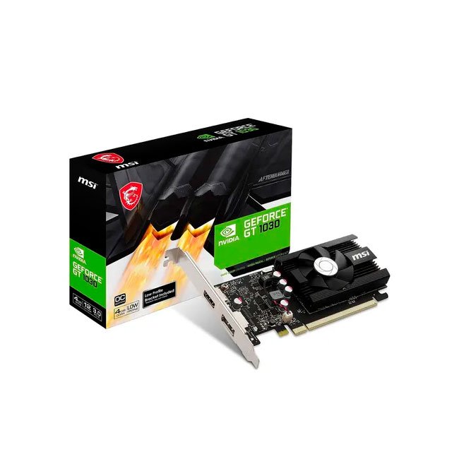 Tarjeta Gráfica MSI GeForce GT 1030 4GD4 LP OC 4GB DDR4 Bajo Perfil HDMI DisplayPort