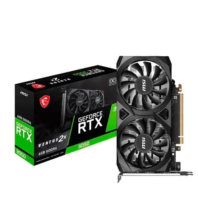 Tarjeta de Video MSI GeForce RTX 3050 VENTUS 2X 6G OC 6GB GDDR6 PCIe 4.0 – Bajo consumo y alto rendimiento