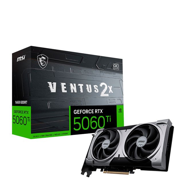 Tarjeta de Video MSI GeForce RTX 5060 Ti VENTUS 2X OC PLUS 16GB GDDR7 PCIe 5.0
