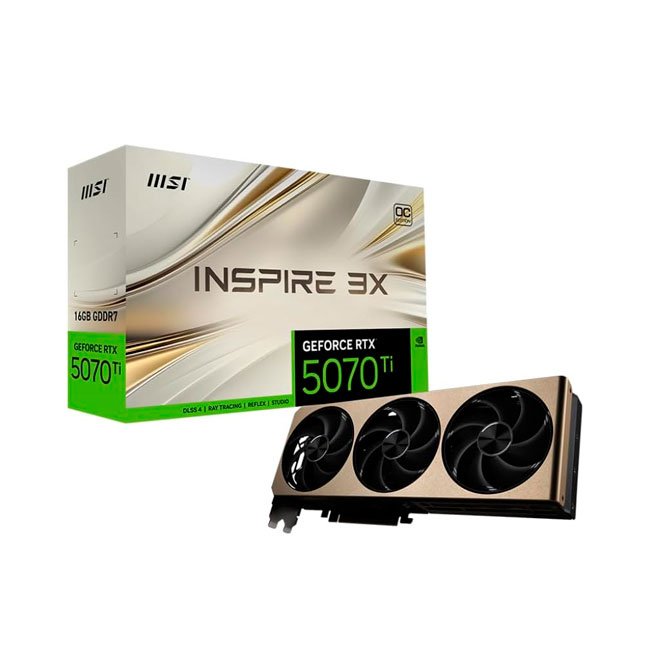 Tarjeta de Video MSI GeForce RTX 5070 Ti INSPIRE 3X OC 16GB GDDR7 PCIe 5.0