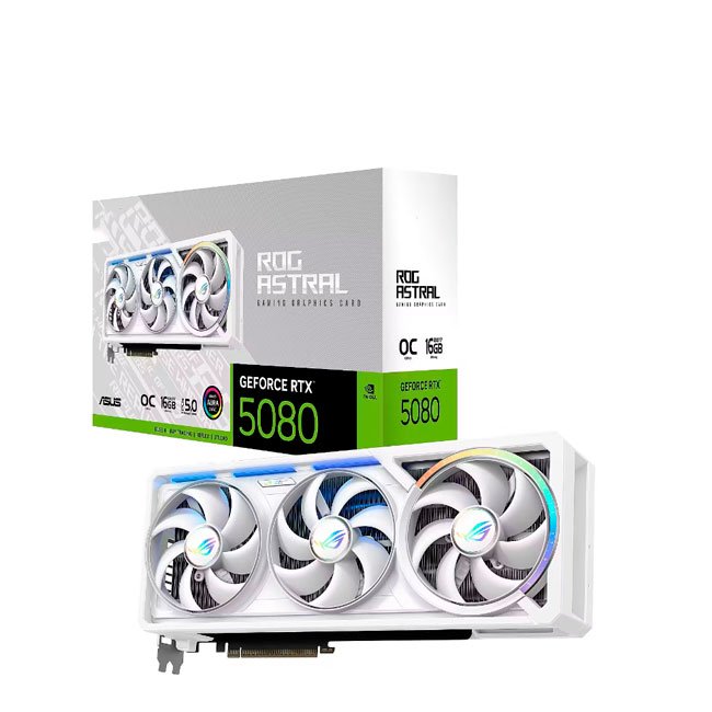 Tarjeta Gráfica Gaming ASUS ROG ASTRAL RTX 5080 O16G WHITE 16GB GDDR7 – de Alto Rendimiento