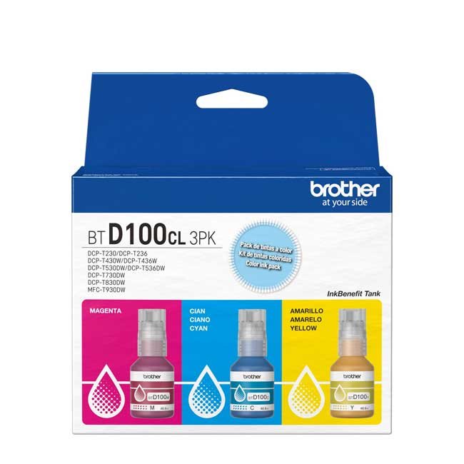 Pack 3 Tintas Brother BTD100CL3PK Color Original - Calidad y Durabilidad