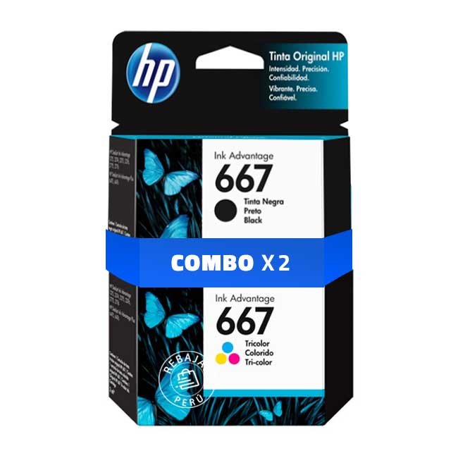 Tinta HP 667 Color + Negro Original para Impresoras HP DeskJet Ink