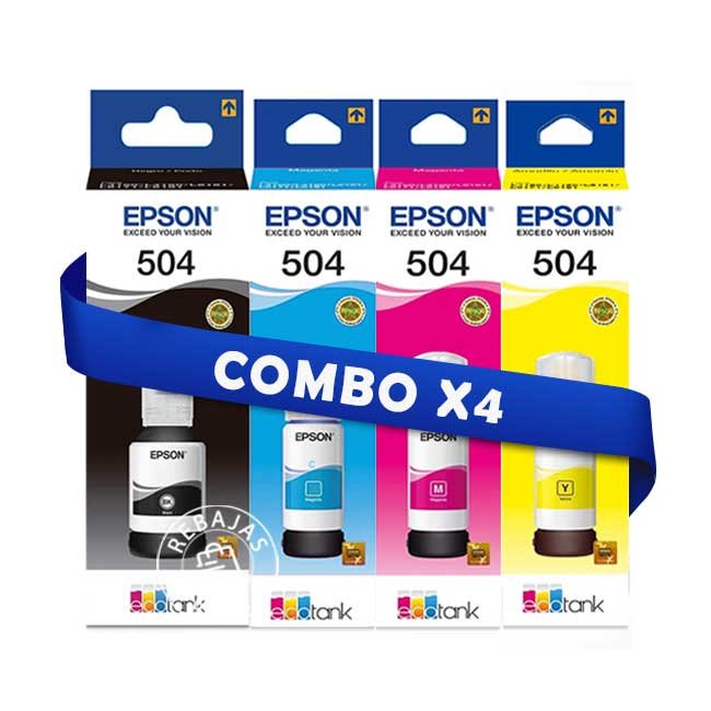 Combo Tinta Epson T504 BK+C+M+Y para L4150 L4160 L6161 L6171 L6191