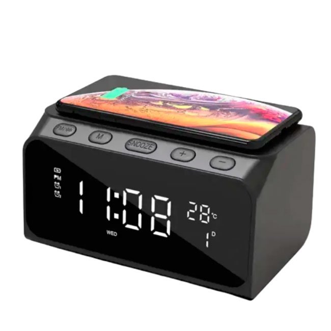 Parlante Bluetooth con cargador inalámbrico 15W y despertador Havit W3041-BLACK