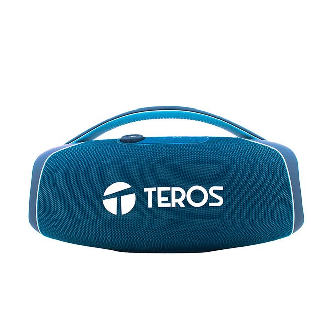 Parlante Bluetooth TEROS TE-6045B 60W azul con Luz LED, IPX5, Radio FM