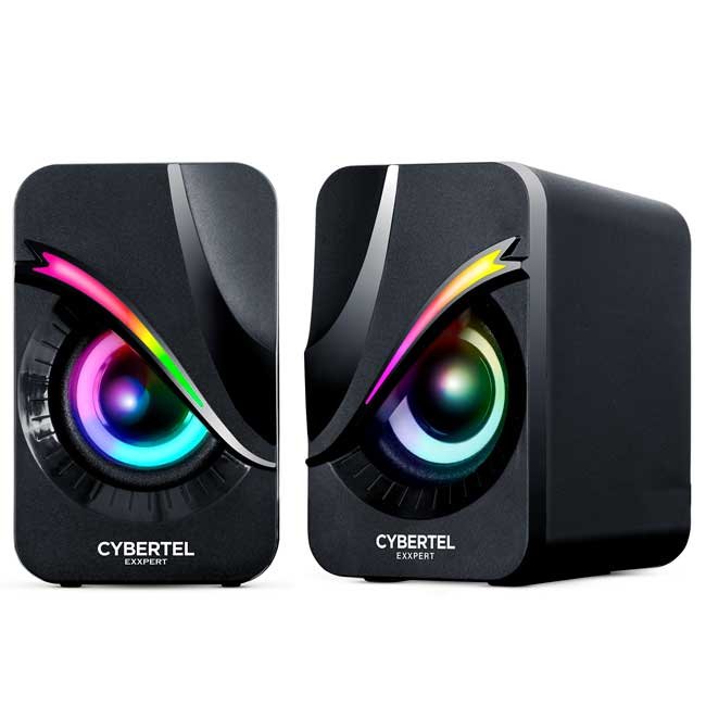 Parlante 2.0 CYBERTEL EXXPERT+ CBX S301 USB con LED RGB y Control de Volumen