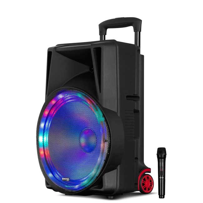 Parlante MAXTRON Avalon 15" MX115-V Bluetooth con Micrófono, LED RGB, Batería 4500mAh y Función REC
