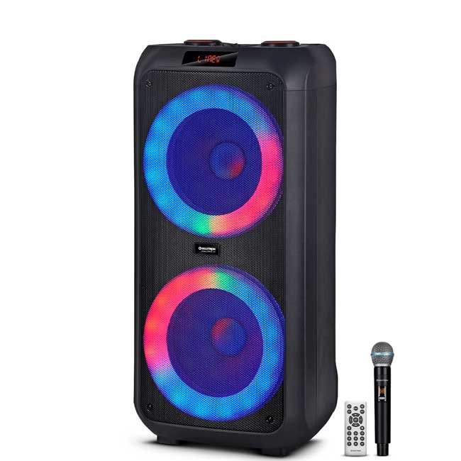 Parlante Torre Maxtron Challenge 10” x2 MX-1000 Bluetooth con Micrófono Inalámbrico y Luces LED RGB