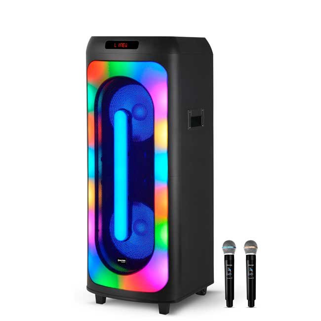 Parlante Torre MAXTRON Fassano 12" MX1220LA Bluetooth RGB TWS Micrófonos y Radio FM