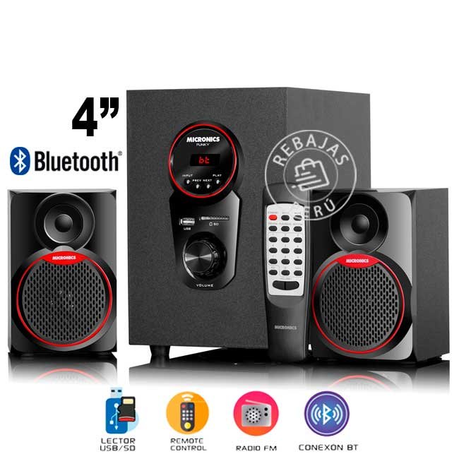Parlante Micronics Funky MIC S7077BT con Woofer 4", Bluetooth, USB y Radio FM