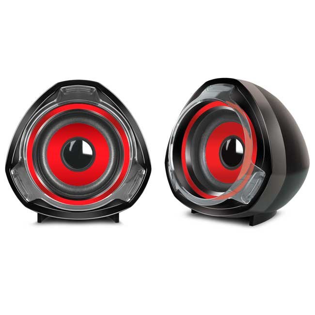 Parlante 2.0 MICRONICS RHAPSODY MIC S315 Rojo USB 12W con Bocinas 2.5” y Control en Cable