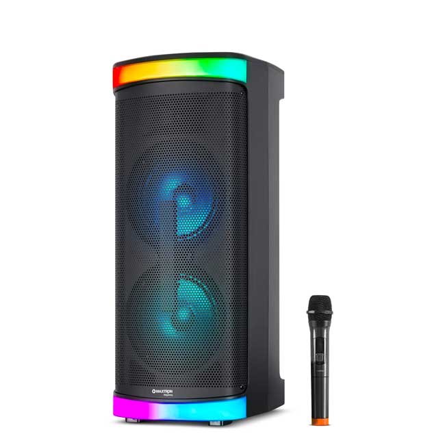 Parlante Torre MAXTRON Odyssey 6.5" BT RGB TWS USB FM Micrófono Recargable