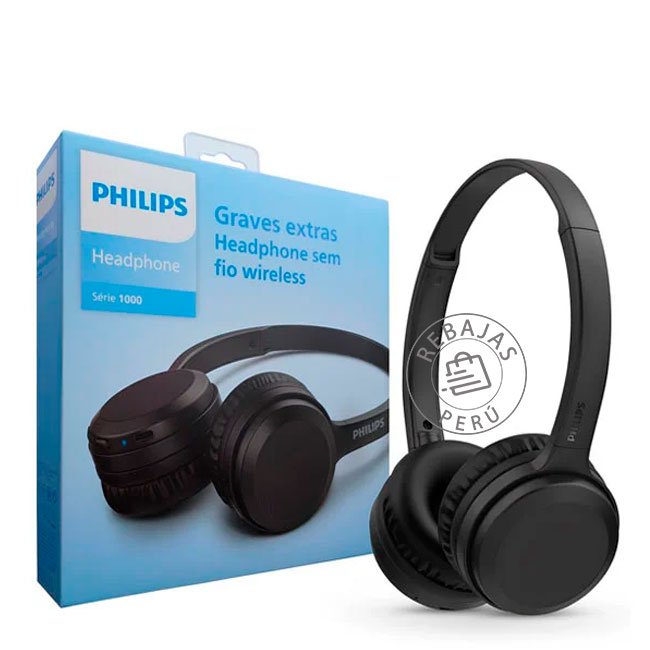 Audífono Philips TAH1108BK Bluetooth Inalámbrico 15H con Carga Rápida y Diseño Plegable Negro