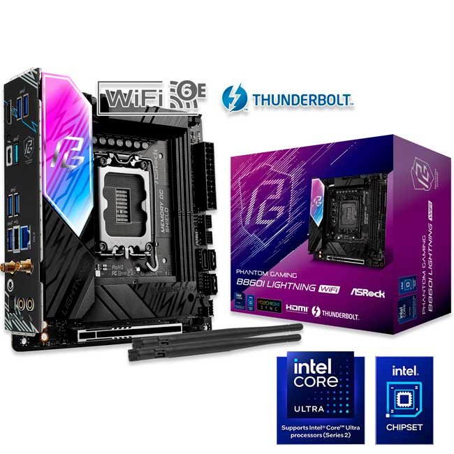 Placa Madre ASRock B860I Lightning WiFi Mini-ITX DDR5 LGA 1851 con WiFi 6E y M.2 PCIe 5.0