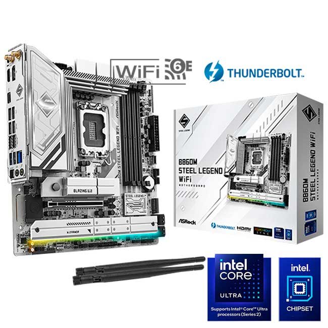 Placa Madre ASRock B860M Steel Legend WiFi DDR5 LGA1851 Micro-ATX con WiFi y Bluetooth