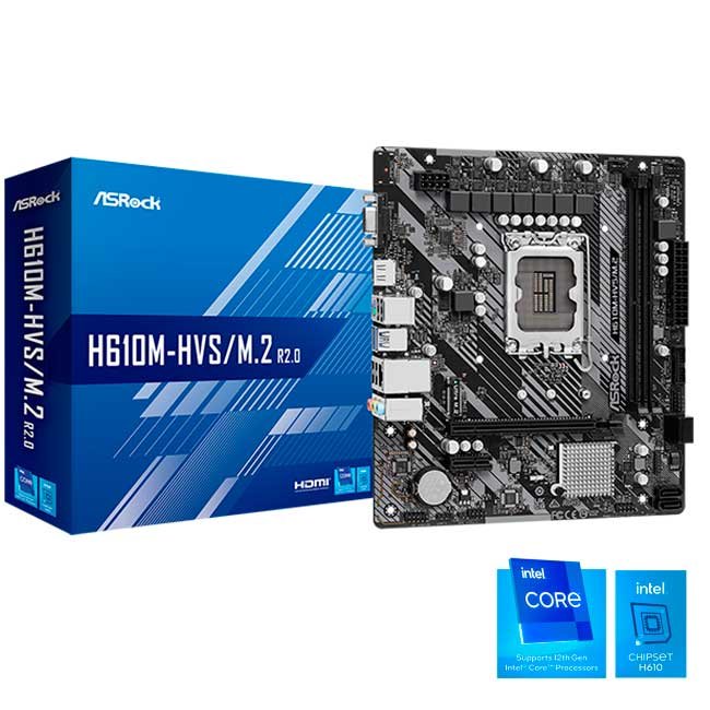 Placa Madre ASRock H610M-HVS/M.2 R2.0 LGA1700 DDR4 M.2 SATA HDMI mATX