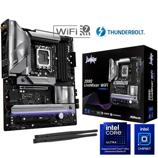 Placa Madre ASRock Z890 LiveMixer WiFi DDR5, LGA1851, 192GB, WiFi 7, ATX, HDMI