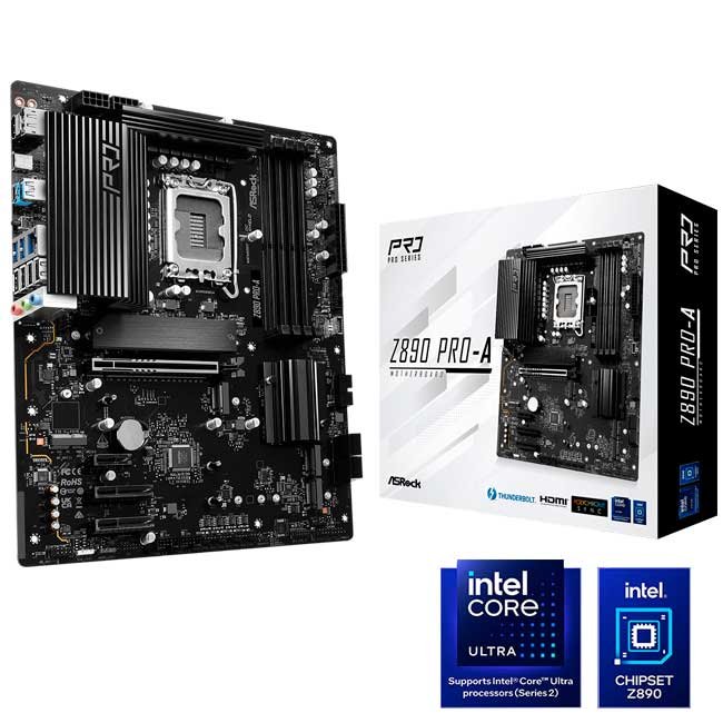 Placa Madre ASRock Z890 PRO-A ATX, DDR5, LGA1851, 4x M.2 PCIe, HDMI, DP, 2.5GbE