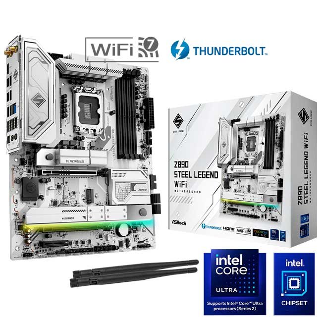 Placa Madre ASRock Z890 Steel Legend WiFi DDR5, LGA 1851, HDMI, ATX, M.2 PCIe, WiFi 7 y Bluetooth 5.4