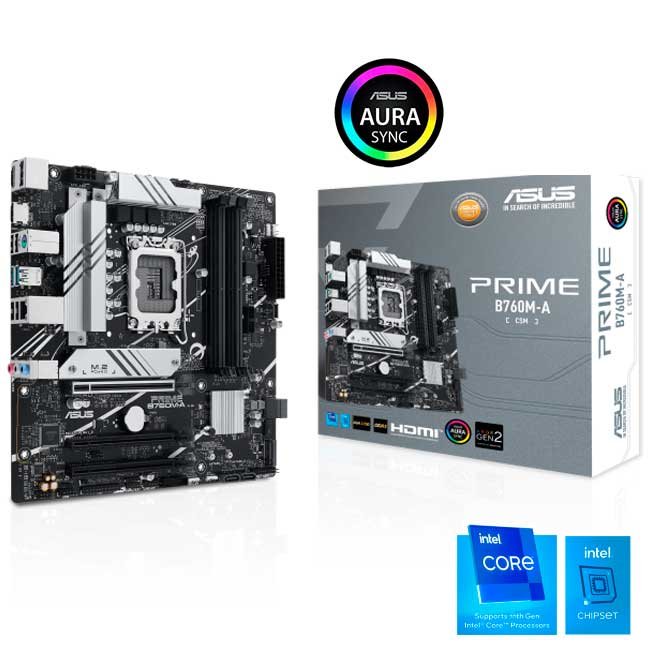 Placa Madre ASUS PRIME B760M-A-CSM Intel B760 DDR5 128GB LGA1700 Micro-ATX 2.5GbE