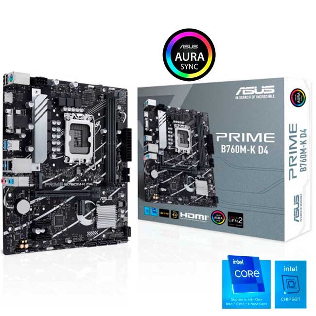 Placa Madre ASUS PRIME B760M-K Intel B760 DDR5 96GB Micro-ATX LGA1700