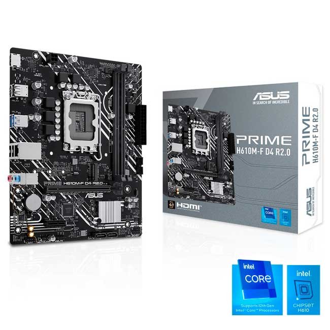 Placa Madre ASUS PRIME H610M-F D4 R2.0 LGA1700 DDR4 Micro-ATX PCIe 4.0 M.2 SATA 6Gb/s