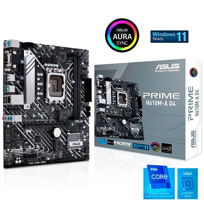 Placa Madre ASUS PRIME H610M-K D4-CSM Intel H610 LGA1700 DDR4 Micro-ATX