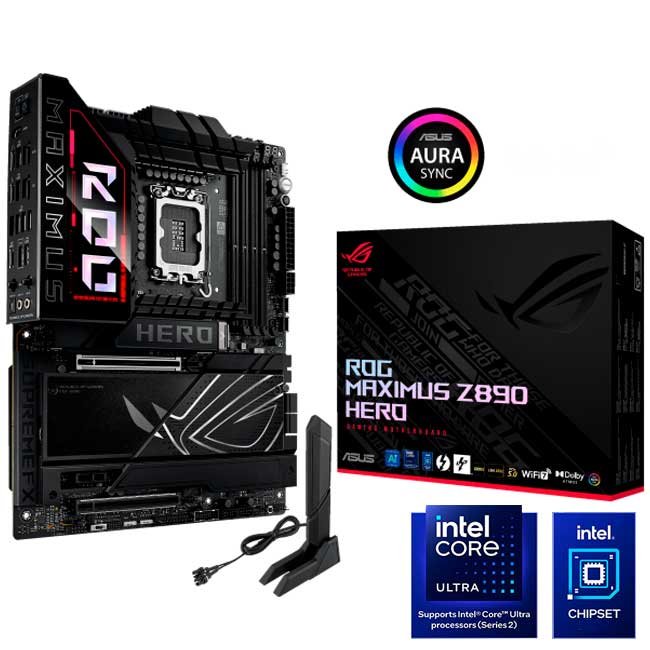 Placa Madre ASUS ROG MAXIMUS Z890 HERO DDR5 WiFi 7 ATX con Socket LGA1851 y PCIe 5.0