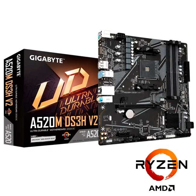 Placa Madre Gigabyte A520M DS3H V2 (rev. 1.0), Socket AM4, DDR4 128GB, M.2, HDMI, Micro-ATX