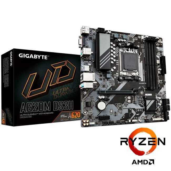 Placa Madre Gigabyte A620M DS3H (rev. 1.0) AM5 DDR5 M.2 Micro ATX AMD Rezen