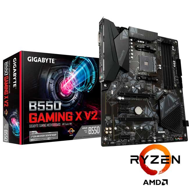 Placa Madre Gigabyte B550 GAMING X V2 AM4 DDR4 ATX con soporte Ryzen y doble M.2