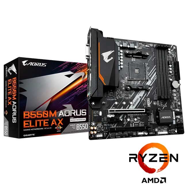 Placa Madre Gigabyte B550M AORUS ELITE AX, AM4, WiFi 6E, DDR4, PCIe 4.0, HDMI, M.2, microATX