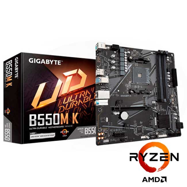Placa Madre Gigabyte B550M K (rev. 1.0), Socket AM4, DDR4, M.2 Dual, SATA, Micro ATX, Chipset B550