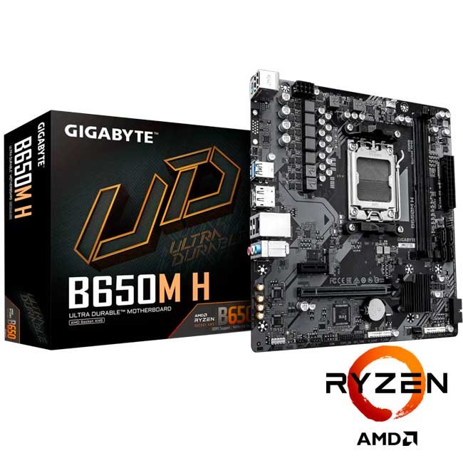 Placa Madre Gigabyte B650M H AM5 DDR5 HDMI DP Micro-ATX para Ryzen