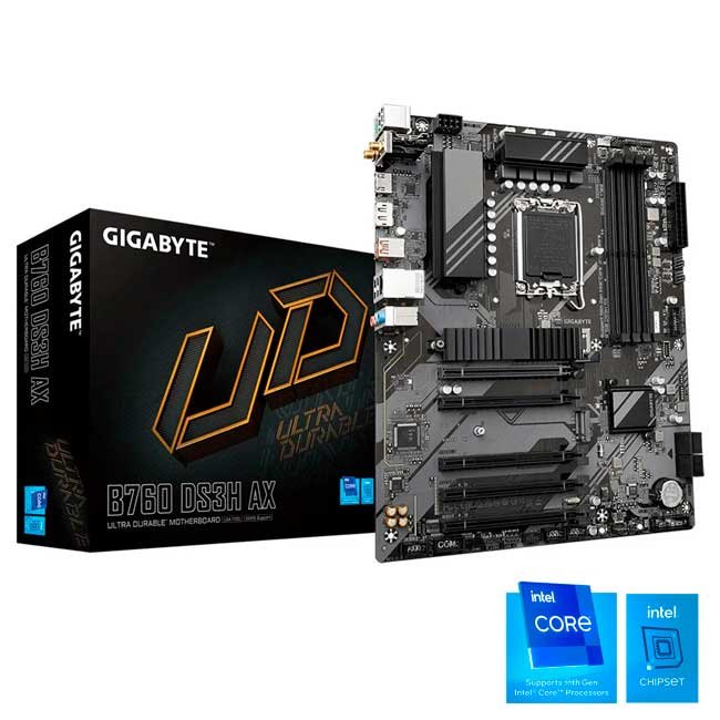 Placa Madre Gigabyte B760 DS3H AX ATX, LGA1700, DDR5, WiFi 6E, Bluetooth 5.3, 192GB, M.2, HDMI, USB-C